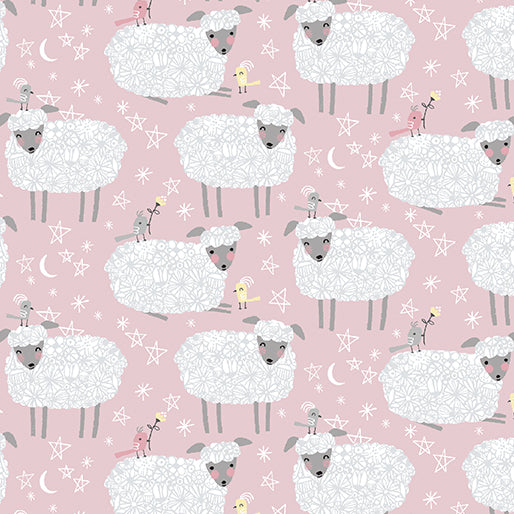 Chirpy Chirpy Sheep Sheep Pink - Cotton Print