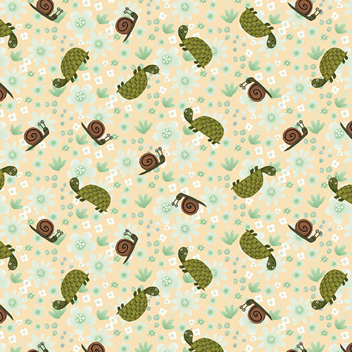 Snail 'v' Turtle - Cotton Print