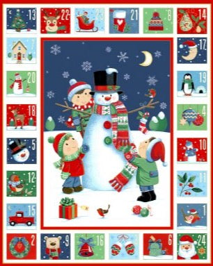Snowman Advent Calendar - Printed Cotton Panel