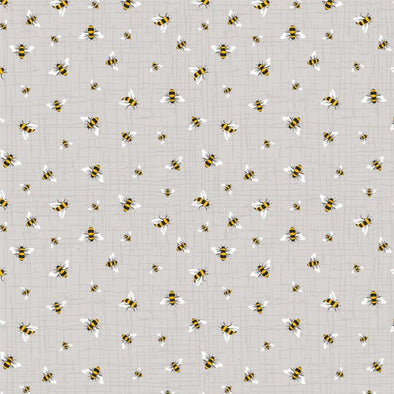 Wild Bees on Grey - Cotton Print