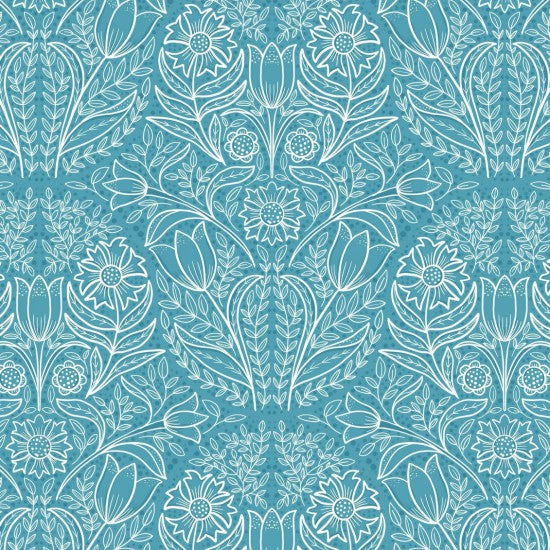 Blue Cottage Garden - Cotton Print