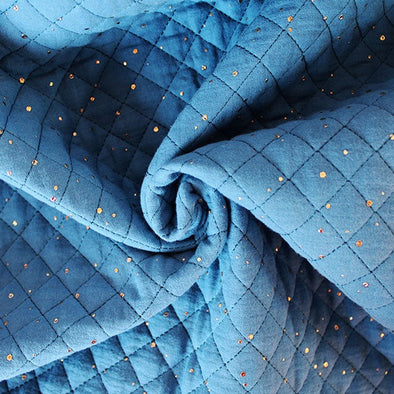 Azure Gold Speckled Quilted Double Gauze