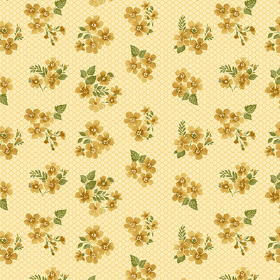 Honeycomb Floral Yellow - Cotton Print