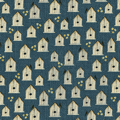 Nighttime Birdhouses - Cotton Print