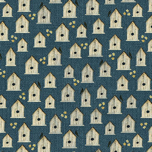 Nighttime Birdhouses - Cotton Print