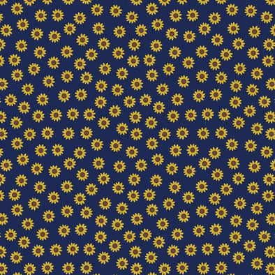 Little Sunflowers on Navy - Cotton Print