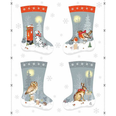 Winter Moon Stocking - Printed Cotton Panel