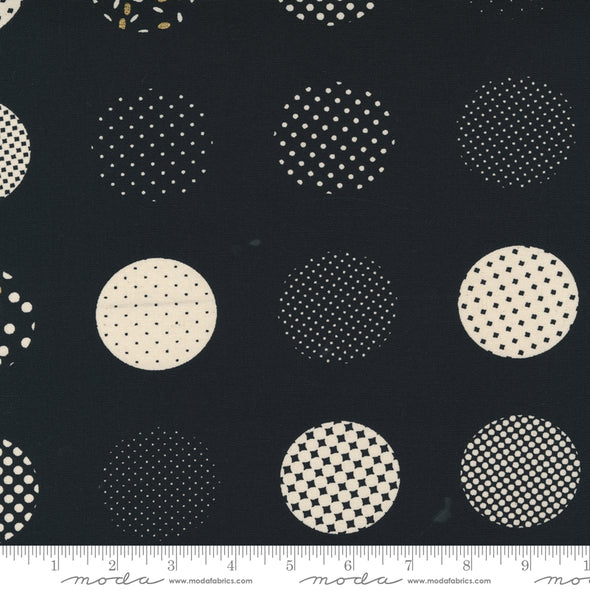Spot Sew Happy by Moda Black - Cotton Print