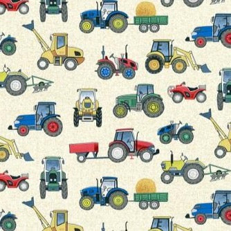 Tractors Village Life - Cotton Print