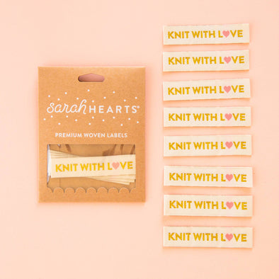 Knit with Love Woven Labels - Knitting Sewing Clothing Label
