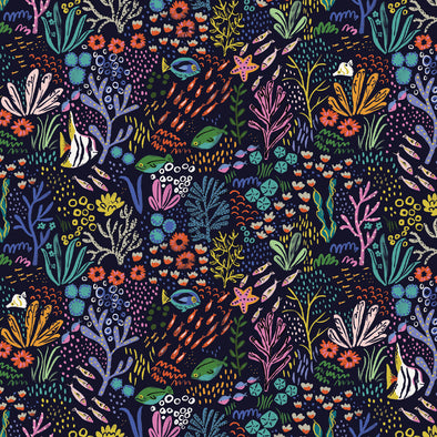 Navy Aquatic Paradise - Cotton Print