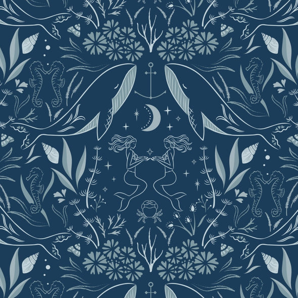 Enchanted Ocean Midnight Blue - Cotton Print