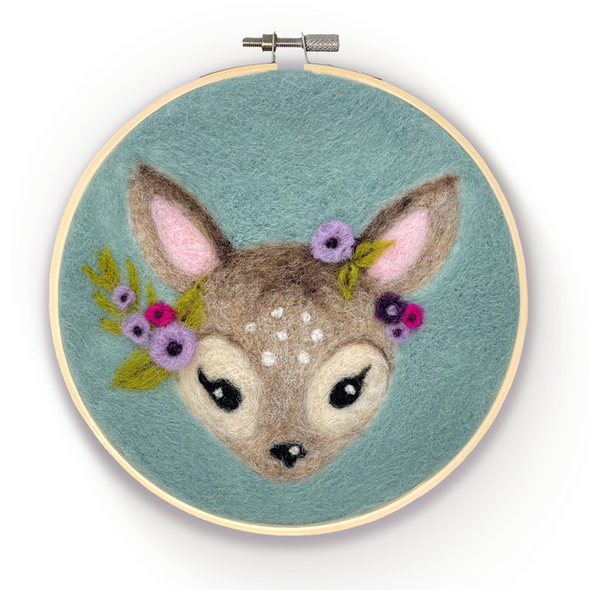 Floral Fawn Needle Felting Hoop Kit by Crafty Kit Co.