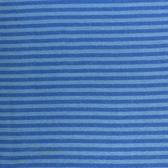 Blue Striped Brushed-Back Sweatshirting