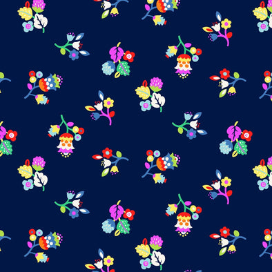Bouquet Kaleidoscope Navy - Cotton Lawn