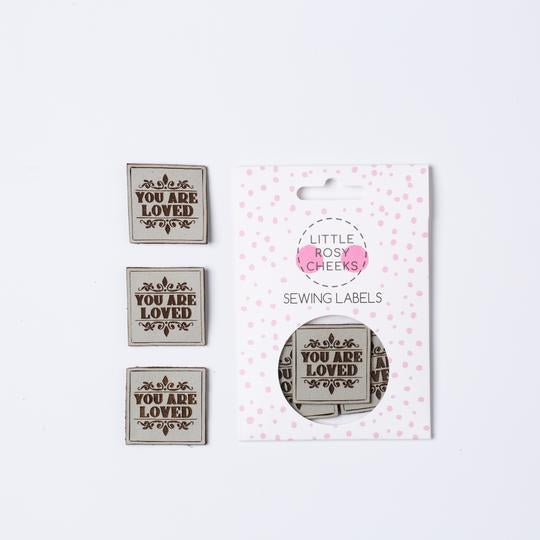 You Are Loved - Grey Leather Labels by Little Rosy Cheeks