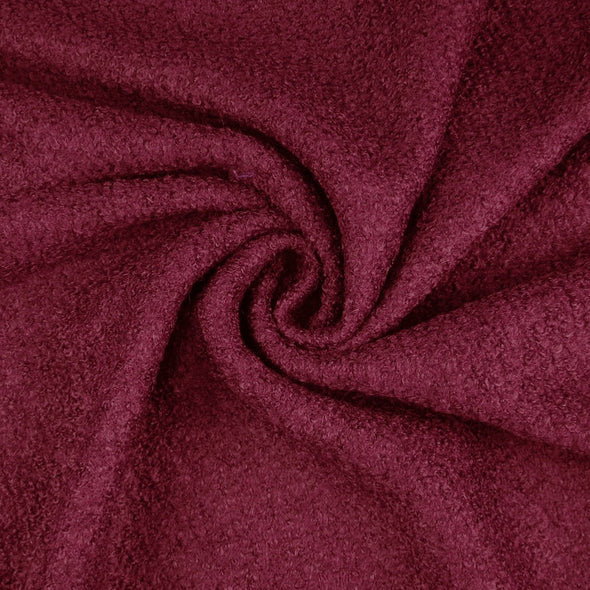 Claret Wool Blend Boucle Coat Fabric