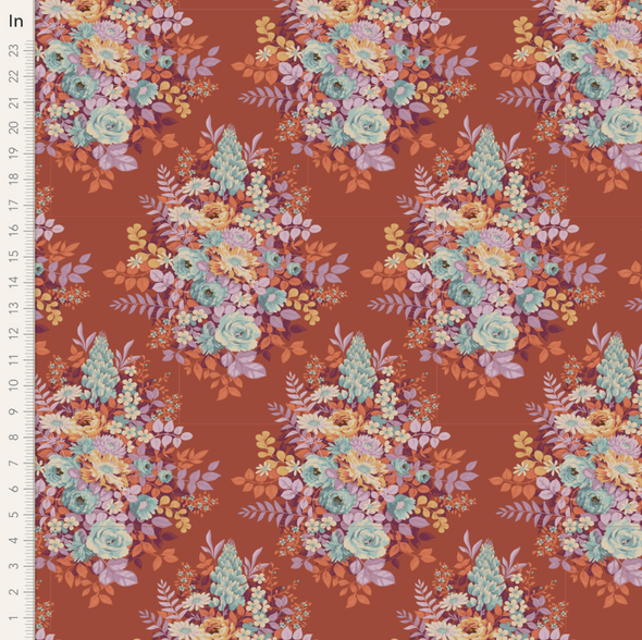 Whimsyflower Rust - Cotton Print