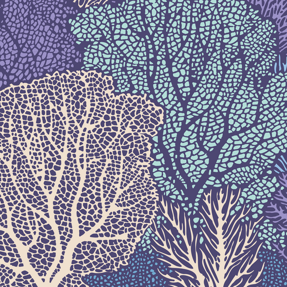 Tilda Coral Reef Blue - Cotton Print