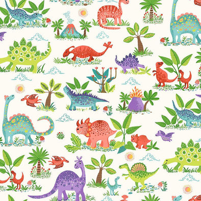 Scenic Dino Cream - Cotton Print